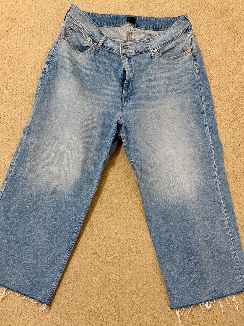 Women Ladies J.Crew Curvy Wide Leg Crop Light Jean Size 35 (US Size 18 or 20)